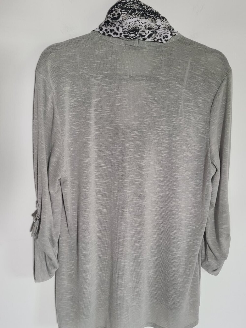 Notations Twin Set Blouse Top Gray Black With Scarf NWT - Picture 5 of 15